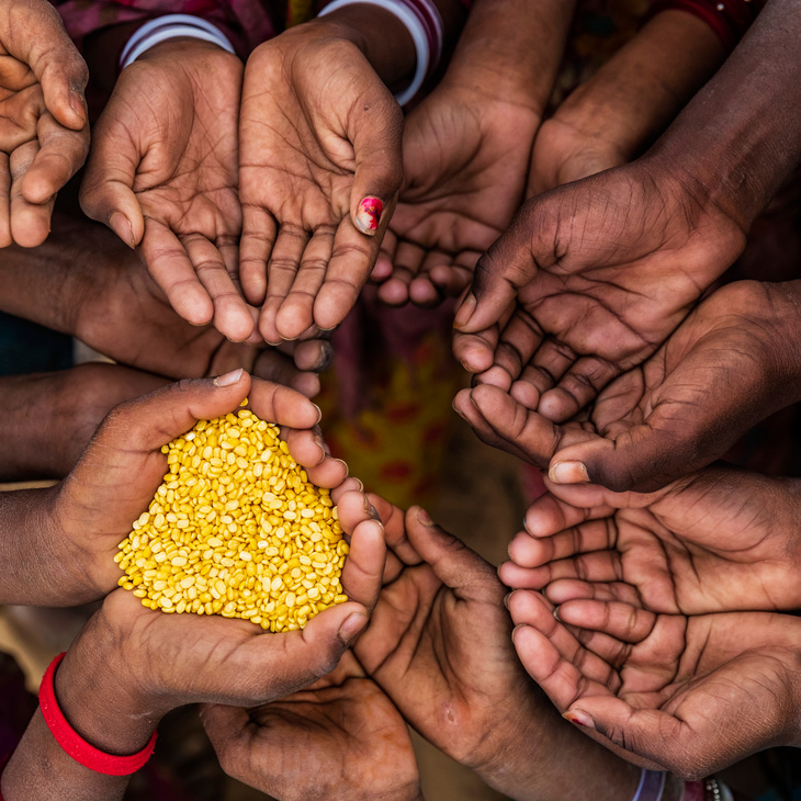 Hunger in Africa - hands asking for food